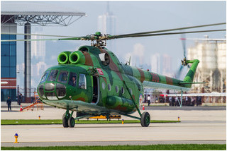 KPAAF Mil-8 taxying to collect parachutists
