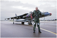 RAF Cottesmore - Group Captain Gary Waterfall OBE Joint Force Harrier Commander and Cottesmore Station Commander after his final Harrier flight