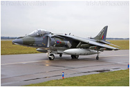 RAF Cottesmore - Group Captain Gary Waterfall OBE Joint Force Harrier Commander and Cottesmore Station Commander taxis out for the last time