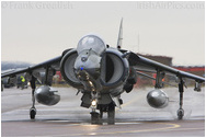RAF Cottesmore - Group Captain Gary Waterfall OBE Joint Force Harrier Commander and Cottesmore Station Commander taxis out for the last time